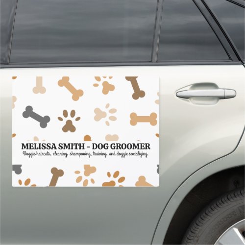 Dog Bone and Paw Prints Car Magnet