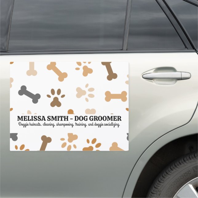 Dog Bone and Paw Prints Car Magnet (In Situ)