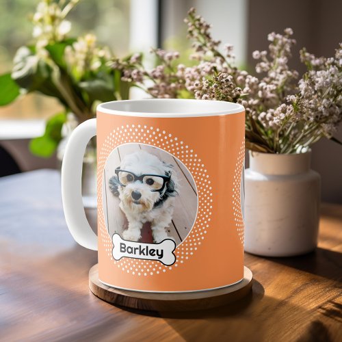 Dog Bone and Polka Dot Pet Photo Frame Coffee Mug