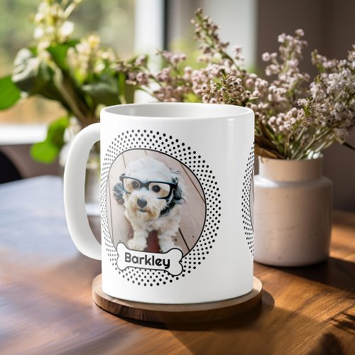 Dog Bone and Polka Dot Pet Photo Frame _ White Coffee Mug