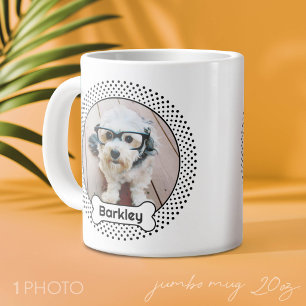 Dog Bone and Polka Dot Pet Photo Frame - White Giant Coffee Mug