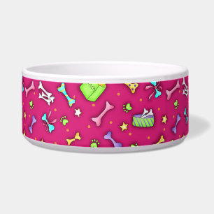 Dog Bone Art Fuchia Pink Pattern Bowl
