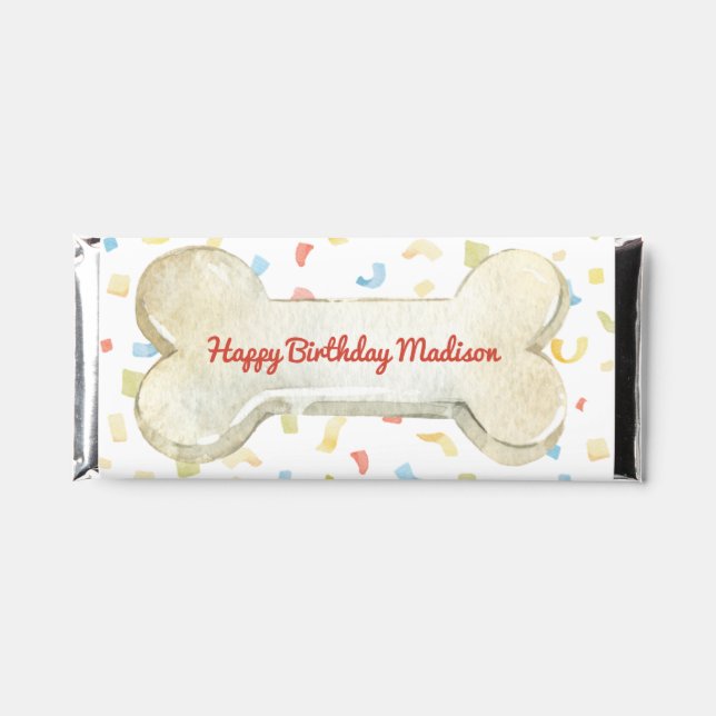 Dog Bone Birthday Party Hershey Bar Favors (Front)