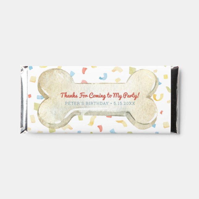 Dog Bone Birthday Party Hershey Bar Favors (Front)