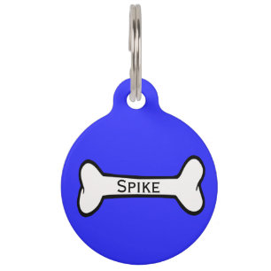Dog Bone Blue and Yellow Custom Dog Tag