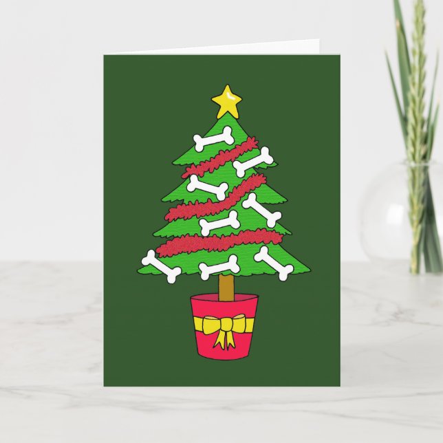 Dog Bone Christmas Tree Holiday Card (Front)