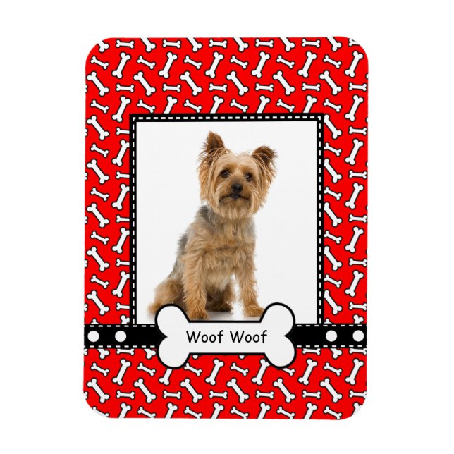 Dog Bone Custom Puppy Portrait Frame Magnet (Vertical)
