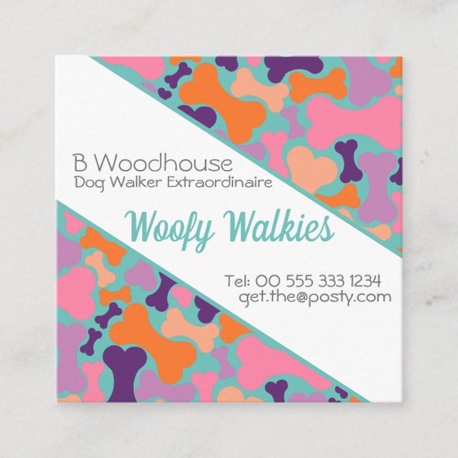 dog bone design business Stationery Square Business Card (Front)
