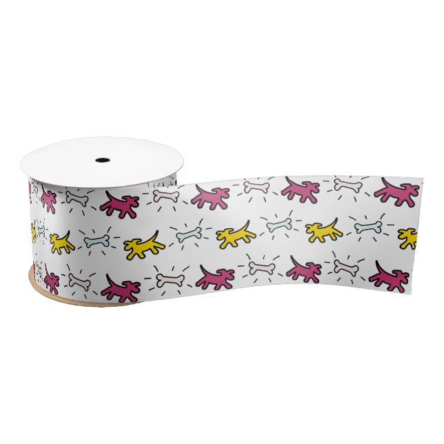 Dog Bone Graffiti Style Choose Color L Ribbon 2 (Spool)
