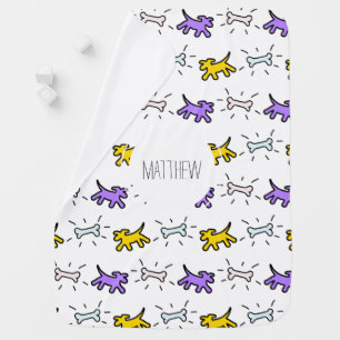 Dog Bone Graffiti Style custom Name Baby Blanket 1