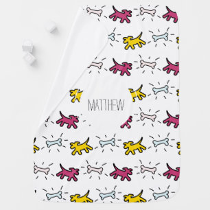 Dog Bone Graffiti Style custom Name Baby Blanket 2