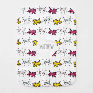 Dog Bone Graffiti Style Name Choose Color B C 1 Baby Burp Cloth