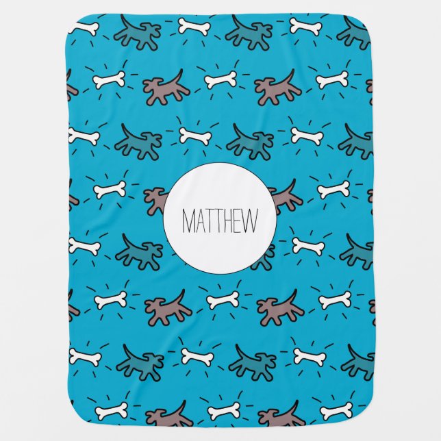 Dog Bone Graffiti Style Personalized Name Baby B B Blanket (Front)