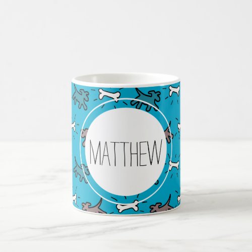 Dog Bone Graffiti Style Personalized Name Blue Mug