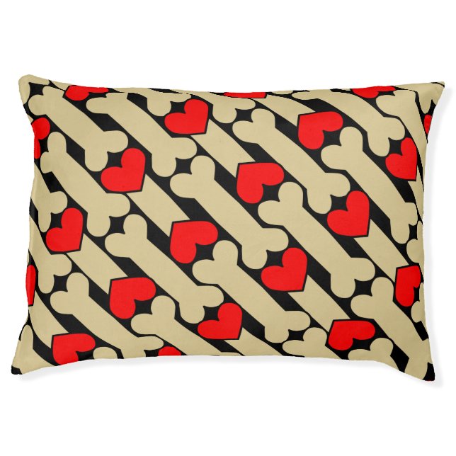 Dog Bone Hearts  Pet Bed (Front)
