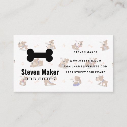 Dog Bone Logo  Dogs and Bone Pattern Business Card