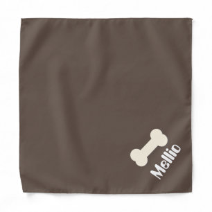Dog Bone Name Brown Pet Bandana