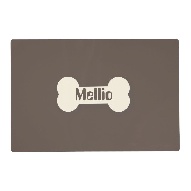Dog Bone Name Brown Pet  Placemat (Front)