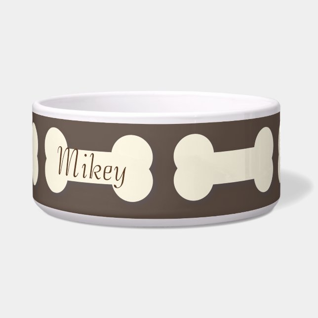 Dog Bone Pattern Name Any Color Bowl (Front)