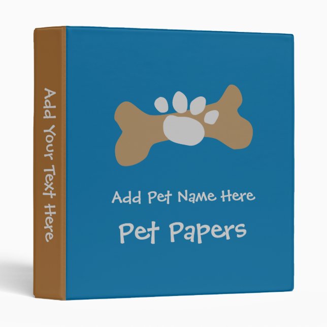 Dog Bone & Paw Print Binder (Front/Spine)
