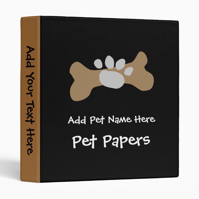 Dog Bone & Paw Print Binder (Front/Spine)