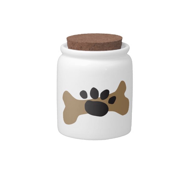 Dog Bone & Paw Print Candy Jar (Front)