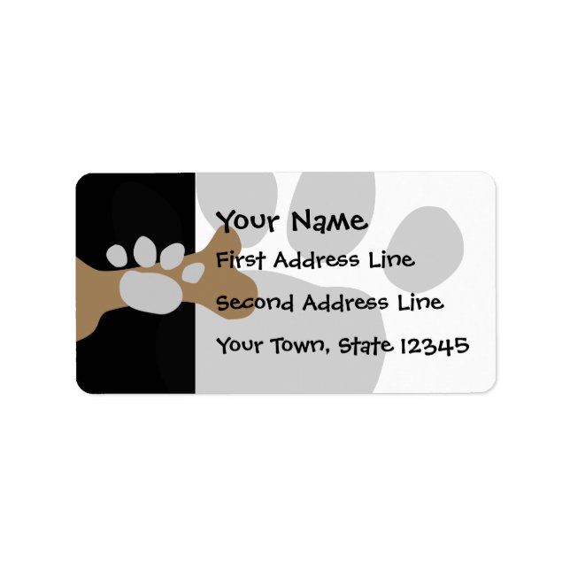 Dog Bone & Paw Print Label (Front)