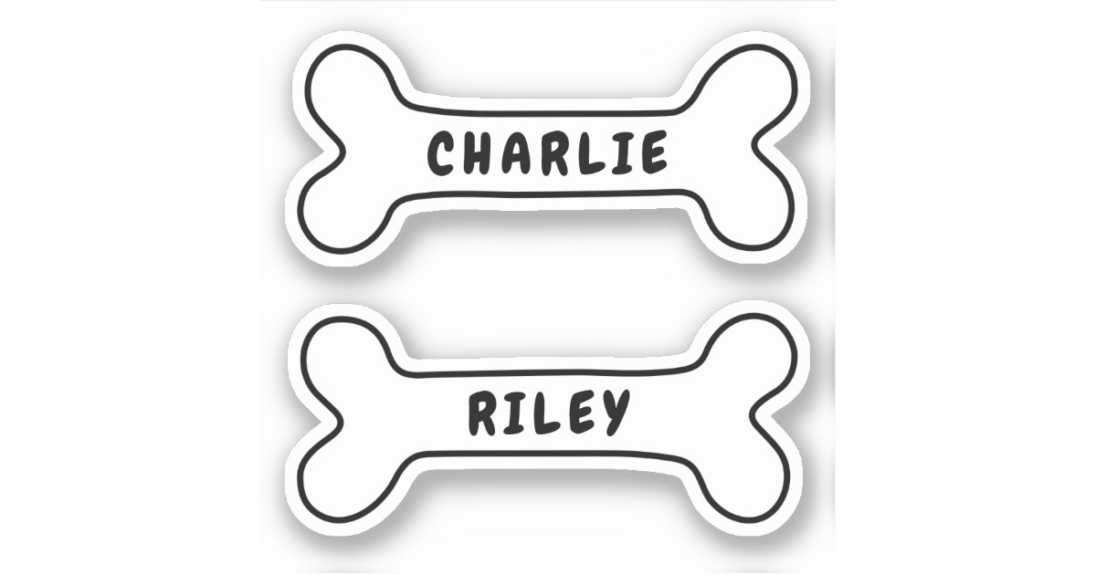 Dog bone personalized name stickers Zazzle