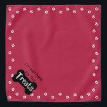 Dog Bone Pet Paw Cat Viva Magenta Treat Bandana<br><div class="desc">Style your pet with this adorable whimsical dog or cat bandana.  The color is Viva Magenta with white paw prints and cute honest quote "I'm Just Here For The Treats."  Other colors and sizes available in my Zazzle store.</div>
