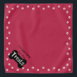 Dog Bone Pet Paw Cat Viva Magenta Treat Bandana<br><div class="desc">Style your pet with this adorable whimsical dog or cat bandana.  The color is Viva Magenta with white paw prints and cute honest quote "I'm Just Here For The Treats."  Other colors and sizes available in my Zazzle store.</div>