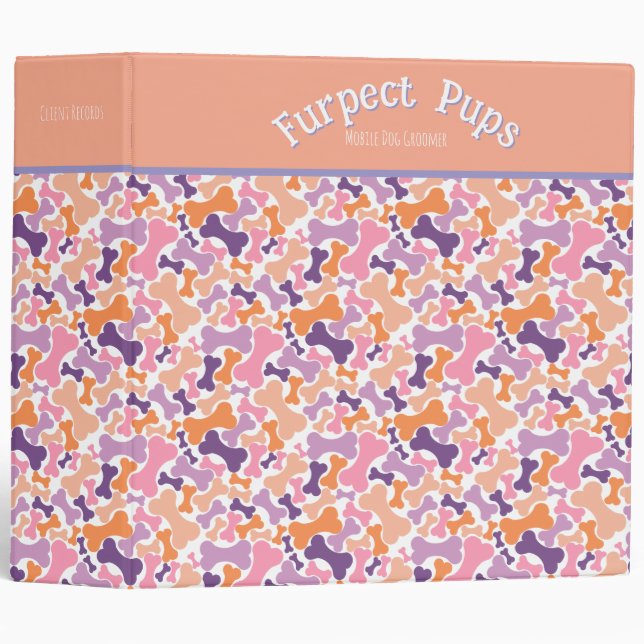 dog bone pet services apron 3 ring binder (Front/Spine)