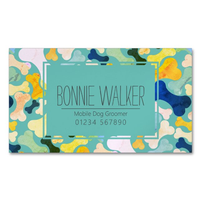 dog bone pet services business card magnet (Front)