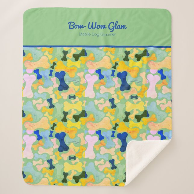 dog bone pet services sherpa blanket (Front)