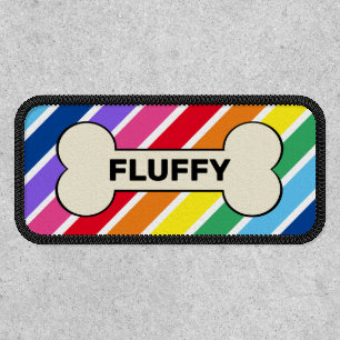 Dog Bone Rainbow Stripes Name Patch