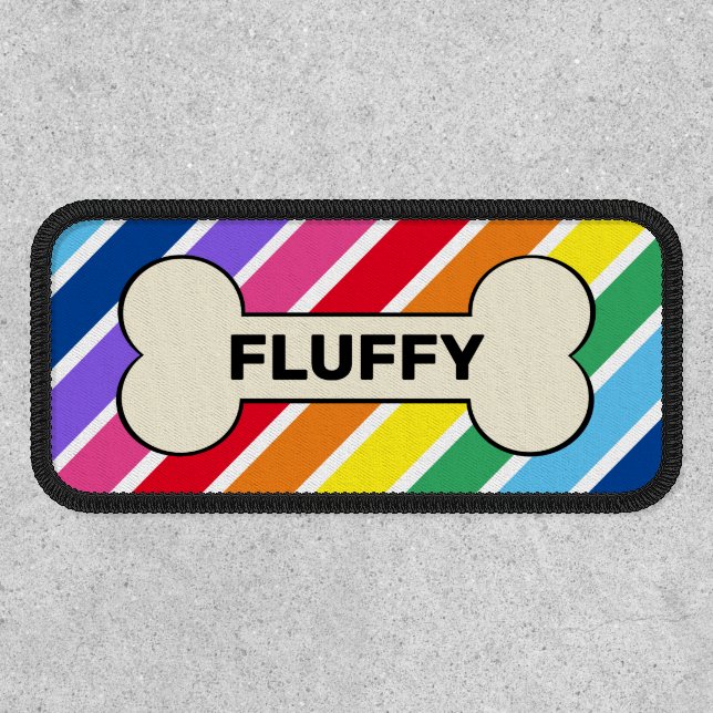 Dog Bone Rainbow Stripes Name Patch (Front)