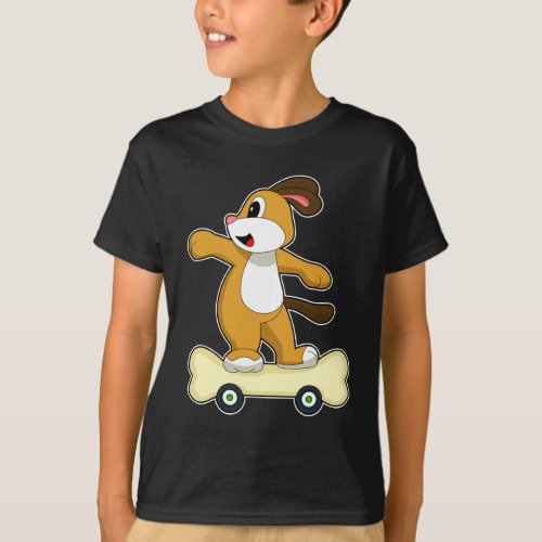 Dog Bone Skater Skateboard T_Shirt