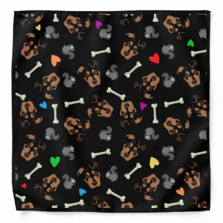Dog Bone Squirrel Rainbow Hearts Bandana