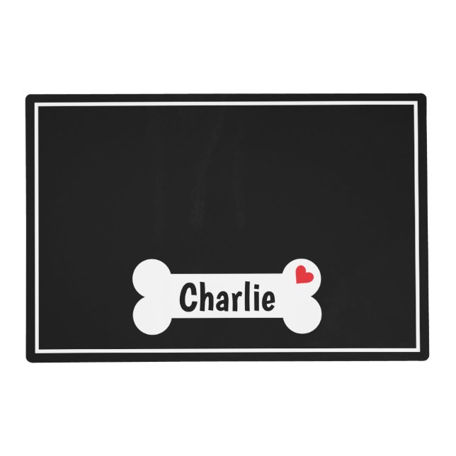 Dog Bone With Heart Placemat (Front)