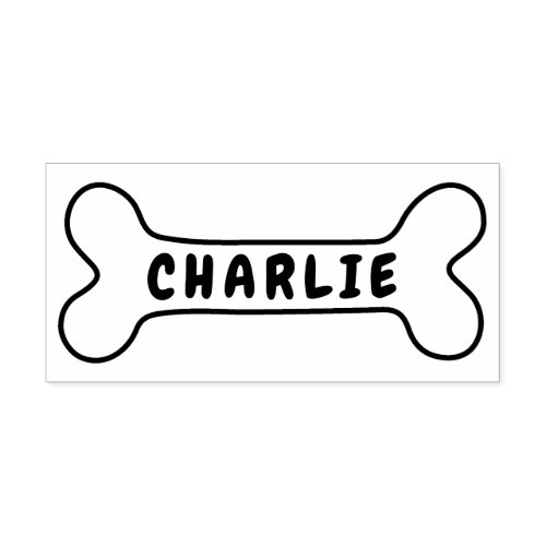 Dog bone with personalized name signature rubber stamp