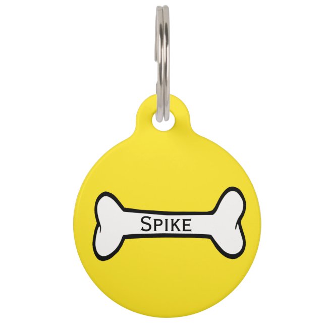 Dog Bone Yellow Custom Dog Tag (Front)