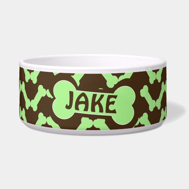 Dog Bone Zigzag Pattern with Name Bowl (Front)
