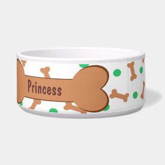Dog Bones and Green Polka Dots Bowl