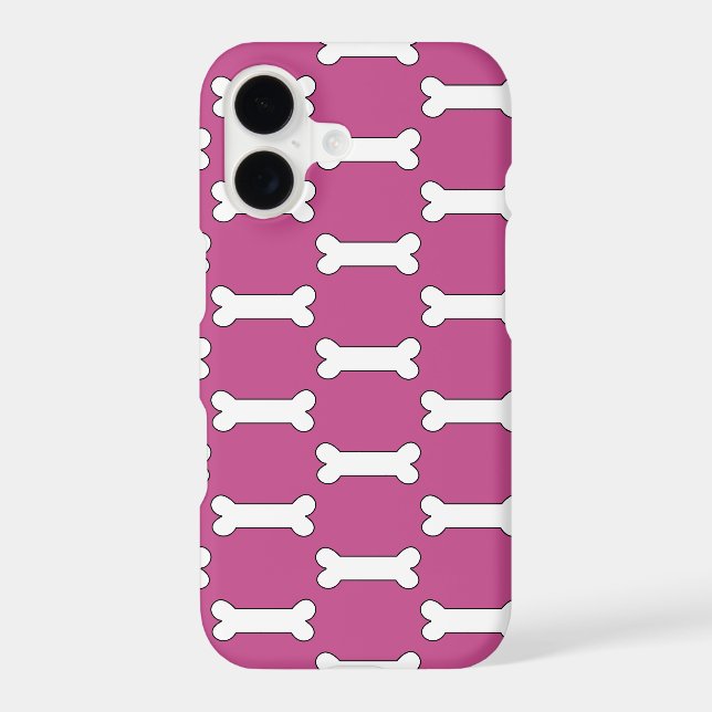 Dog Bones Design Pattern Pink Background iPhone Case (Back)