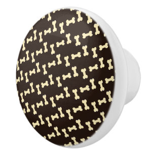 Dog bones on brown pattern ceramic knob