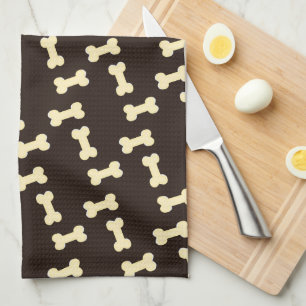 Dog bones on brown pattern kitchen towel