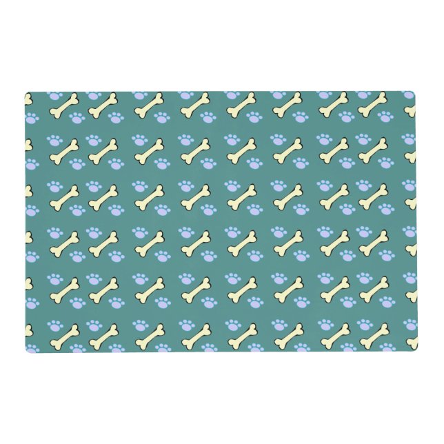 Dog Bones & Paw Paws Dog Placemat (Front)