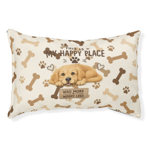 Dog Bones & Paw Prints Seamless Pattern Pet Bed