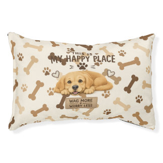 Dog Bones & Paw Prints Seamless Pattern Pet Bed