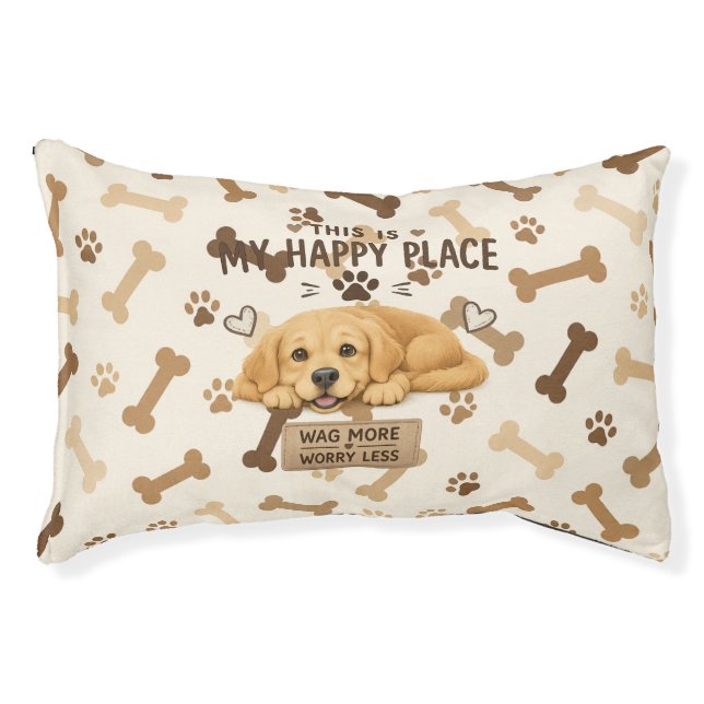Dog Bones & Paw Prints Seamless Pattern  Pet Bed (Front)
