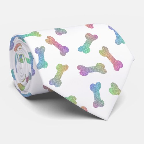 Dog Bones Rainbow Glitter Effect Neck Tie